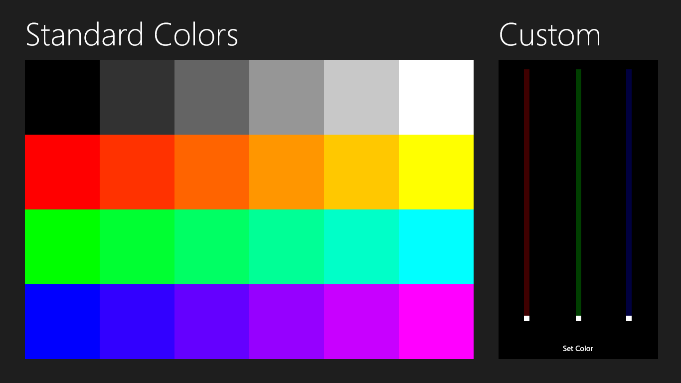 Windows 8 Color Control App
